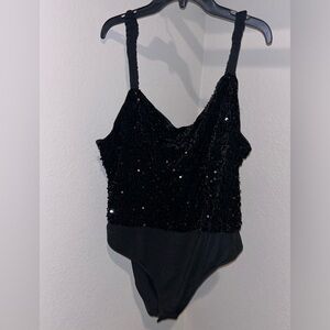 Black sequin body suit